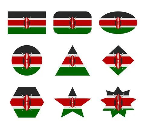Kenya set of flags with geometric shapes イラスト素材