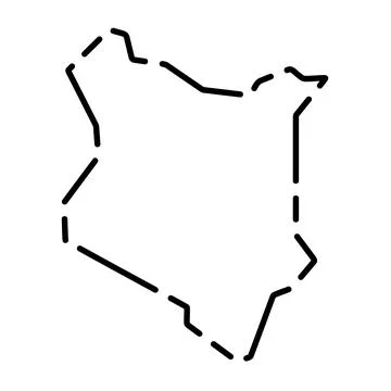 Kenya simplified broken outline vector map Stock Illustration
