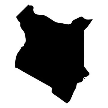 Kenya - solid black silhouette map of country area. Simple flat vector 스톡 일러스트