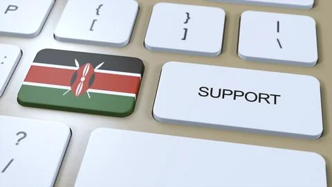 Kenya Support Concept. Button Push 3D Illustration. Support of Country or Gov Stock Illustration