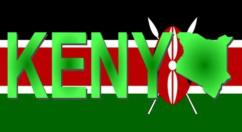 Kenya text with map Stock Illustration