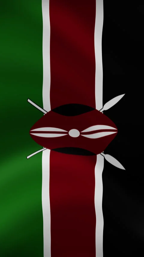 Kenya Waving Flag in Vertical Orientation – Realistic Loop Animation Video stock 294949323