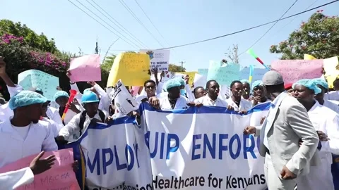 Kenyan doctors protest in second week of national strike, Nairobi, KE - 22 Mar 2 Stock Footage 269535965