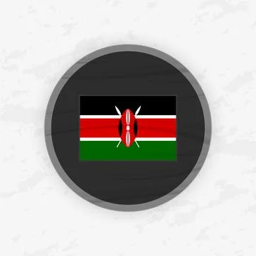 Kenyan Flag in a Circular Emblem Design, Abstract Round Sticker Illustration. Stock Illustration