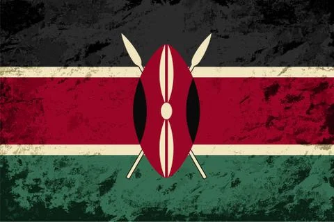 Kenyan flag. Grunge background. Vector illustration Stock Illustration