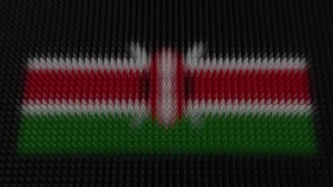 Kenyan Flag Light Shining on Scrolling Bullets Stock Footage 277723322
