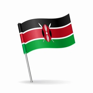 Kenyan flag map pointer layout. Vector illustration. Stock Illustration