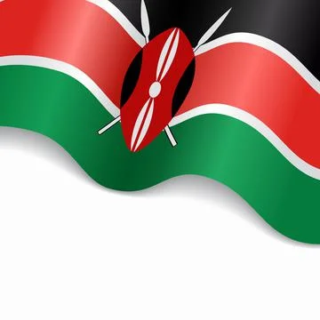 Kenyan flag wavy abstract background. Vector illustration. Stock Illustration