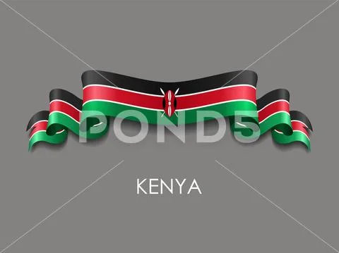 Kenyan flag wavy ribbon background. Vector illustration.: Royalty Free ...