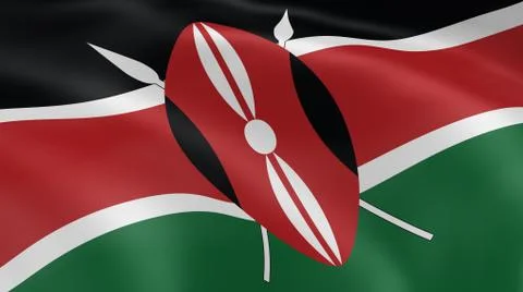 Kenyan flag in the wind Stock Photos
