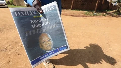 Kenyan newspapers react to death of Tanzania's president, KENIA, KE - 18 Mar 202 Video stock 204007419