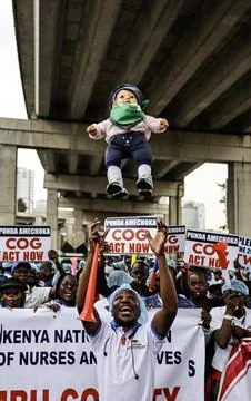 Kenyan nurses and midwives in sixth week nationwide strike, Nairobi, Kenya - 08  Stock Photos