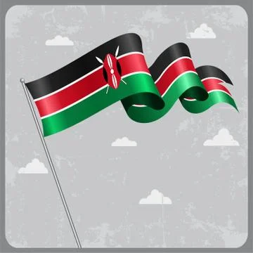 Kenyan wavy flag. Vector illustration Illustrazione stock