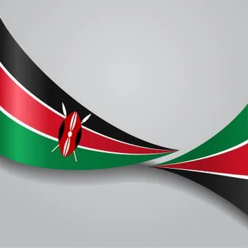 Kenyan wavy flag. Vector illustration Stock Illustration