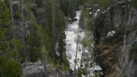Kepler Cascade waterfall near Old Faithful in Yellowstone Video stock 170076562