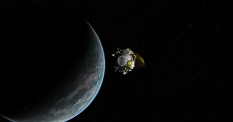 Kepler spacecraft zips past camera as it departs Earth. Stock Footage 62740590