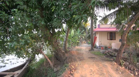 Kerala backwaters lane  Stock Footage 24274296