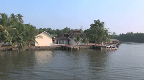 Kerala backwaters settlement  Stock Footage 24122943