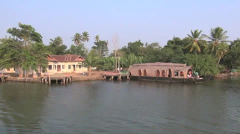Kerala backwaters settlement  Stock Footage 24123133