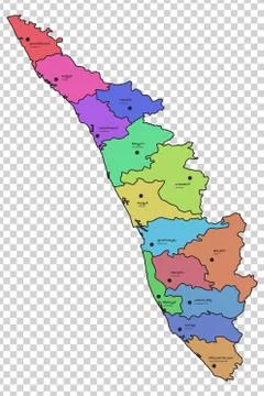 Kerala map with districts highlighted Stock Illustration