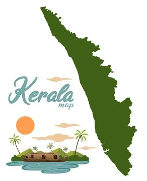 Kerala map isolated vector Stock Illustration