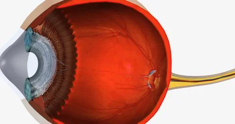 Keratoconus is an eye disease that affects the structure of the cornea. Stock Illustration