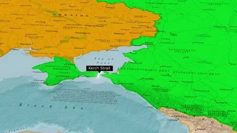 Kerch Strait Map Between Crimea And Krasnodar Region Animation Stock Footage 344620702