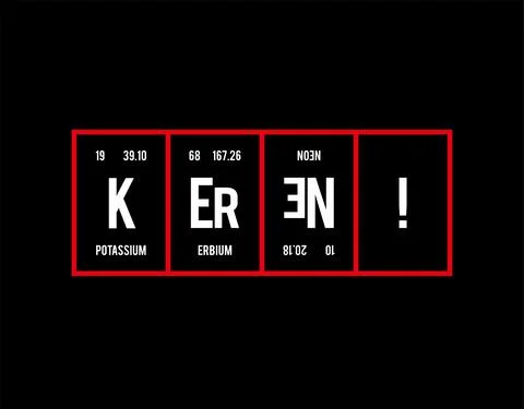 Keren - Periodic Table of Elements on black background in vector illustration Stock Illustration