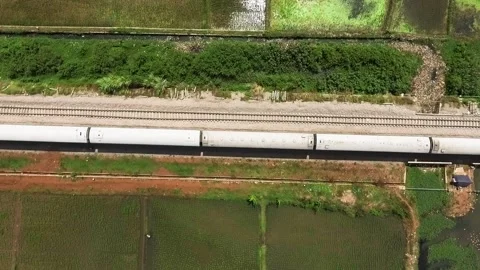 Kereta api indonesia dengan drone Stock Footage 263442460