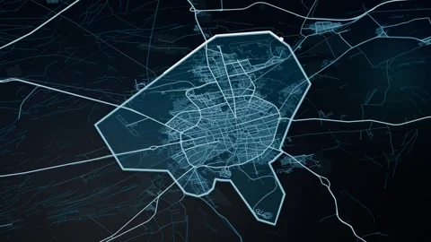 Kerman Iran Glowing Digital Map Animation 4K Stock Footage 339800688