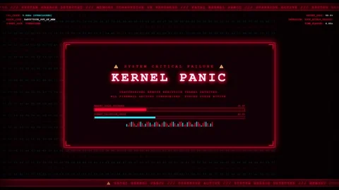 Kernel Panic System Critical Failure Red Cyber Attack Warning Animation. Stock Footage 347439923