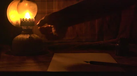 Kerosene lamp on the table Video stock 55332983