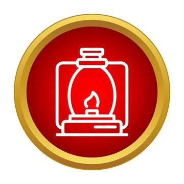 Kerosene lantern light source icon in round frame Illustrazione stock