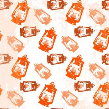 Kerosene lantern seamless pattern Stock Illustration