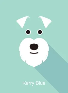 Kerry Blue dog face flat icon design, vector illustration Stock Illustration