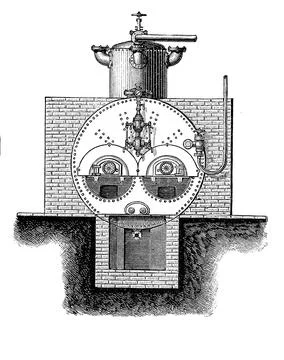 Kessel oder Dampferzeuger im 19 Jahrhundert Gallowaykessel von Jahr digital Stock-Illustration
