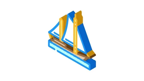 Ketch ancient ship isometric icon animation Stock Footage 327280568