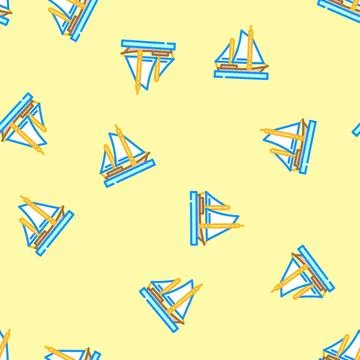 Ketch ancient ship vector seamless pattern Stock Illustration