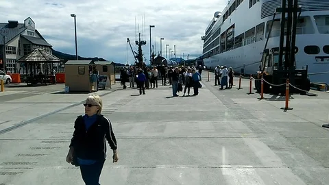 Ketchikan Alaska Cruise Ship Dock Time Lapse Stock Footage