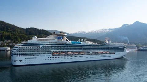 Ketchikan, Alaska USA - May 27, 2019: cruise ship voyage, side view Stock Photos