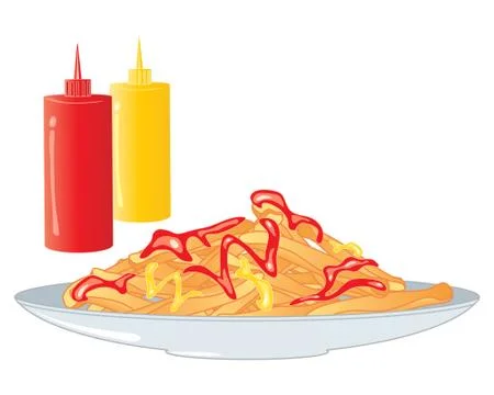 Ketchup and chips Stock Illustration