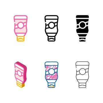Ketchup bottle color icon vector clean flat Stock Illustration
