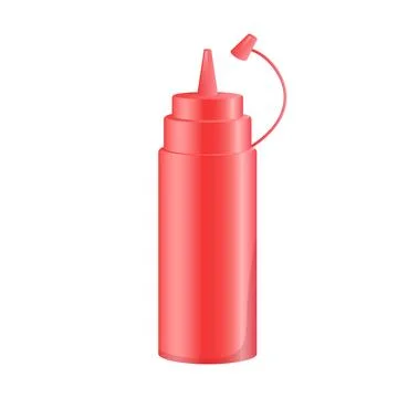 Ketchup bottle in flat design. Fast food condiment in plastic packaging. Vect Stock Illustration
