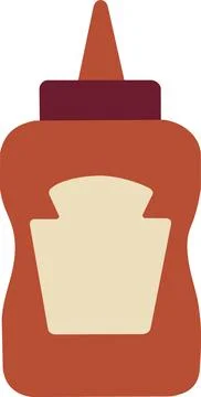 Ketchup bottle flat vector icon isolated on white background Stock Illustration