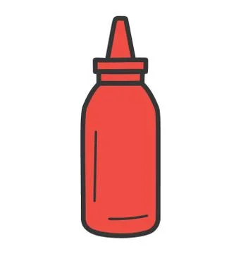 Ketchup bottle icon in doodle vector Stock Illustration