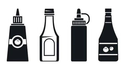 Ketchup bottle icon set, simple style 库存插图
