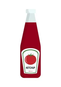 Ketchup bottle isolated on white background. Vector ketchup icon, flat design Stock Illustration