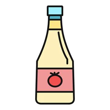 Ketchup bottle presenting tomato sauce condiment icon Stock Illustration