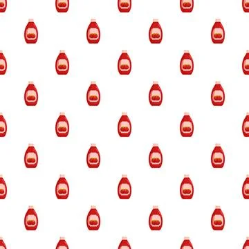 Ketchup bottle seamless pattern background illustrating condiment Stock Illustration