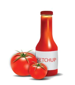 Ketchup bottle with tomatoes Stock Illustration